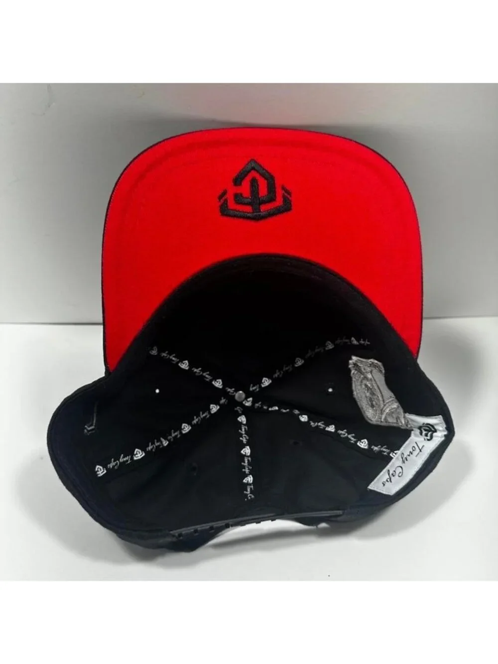 Tony Caps Mario Money Snapback‎ Hat Mens OSFM Black Red Underbrim Flat Bill Cap